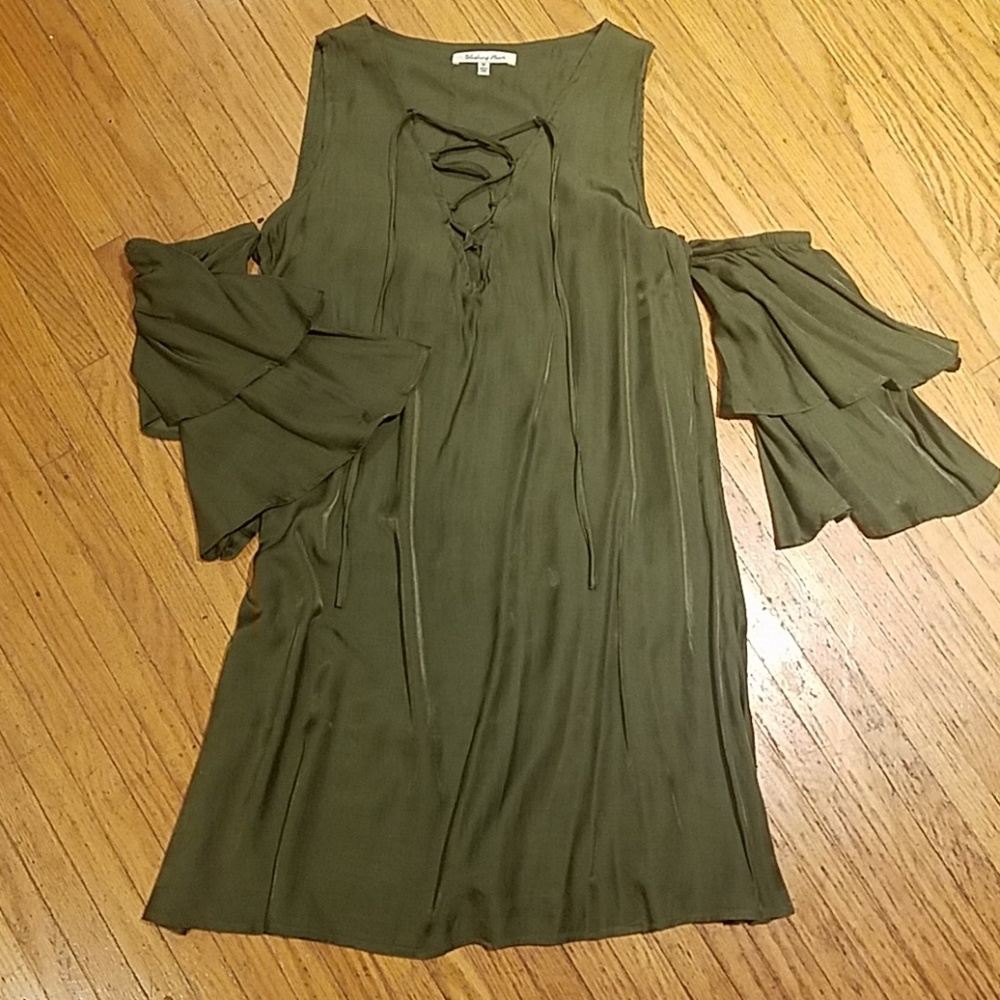 Olive cold shoulder dress